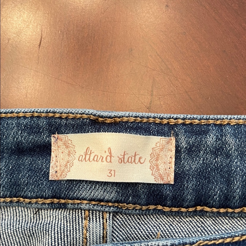 Altar'd State Distressed High Rise Blue Jeans - Picture 3 of 5